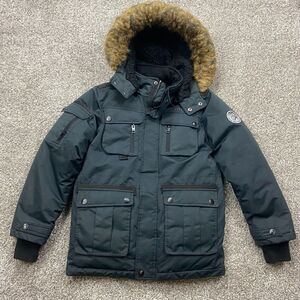 Diesel jacket Boy 10/12 Black Fur Trim Removable Hood Parka Coat‎ puffer Luxury